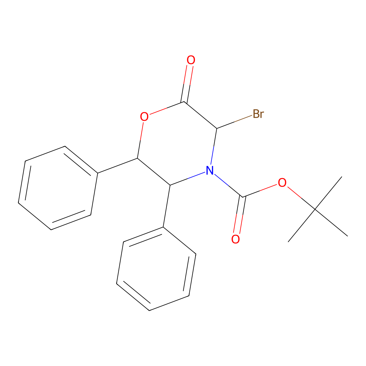 (3S,5S,6R)-tert-Butyl 3-bromo-2-oxo-5,6-diphenylmorpholine-4-carboxylate molecular structure, CAS 112741-51-2