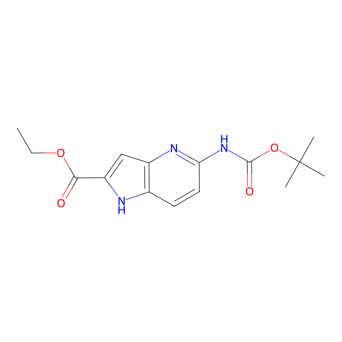 Ethyl 5-((tert-butoxycarbonyl)amino)-1H-pyrrolo[3,2-b]pyridine-2-carboxylate molecular structure, CAS 1127423-70-4