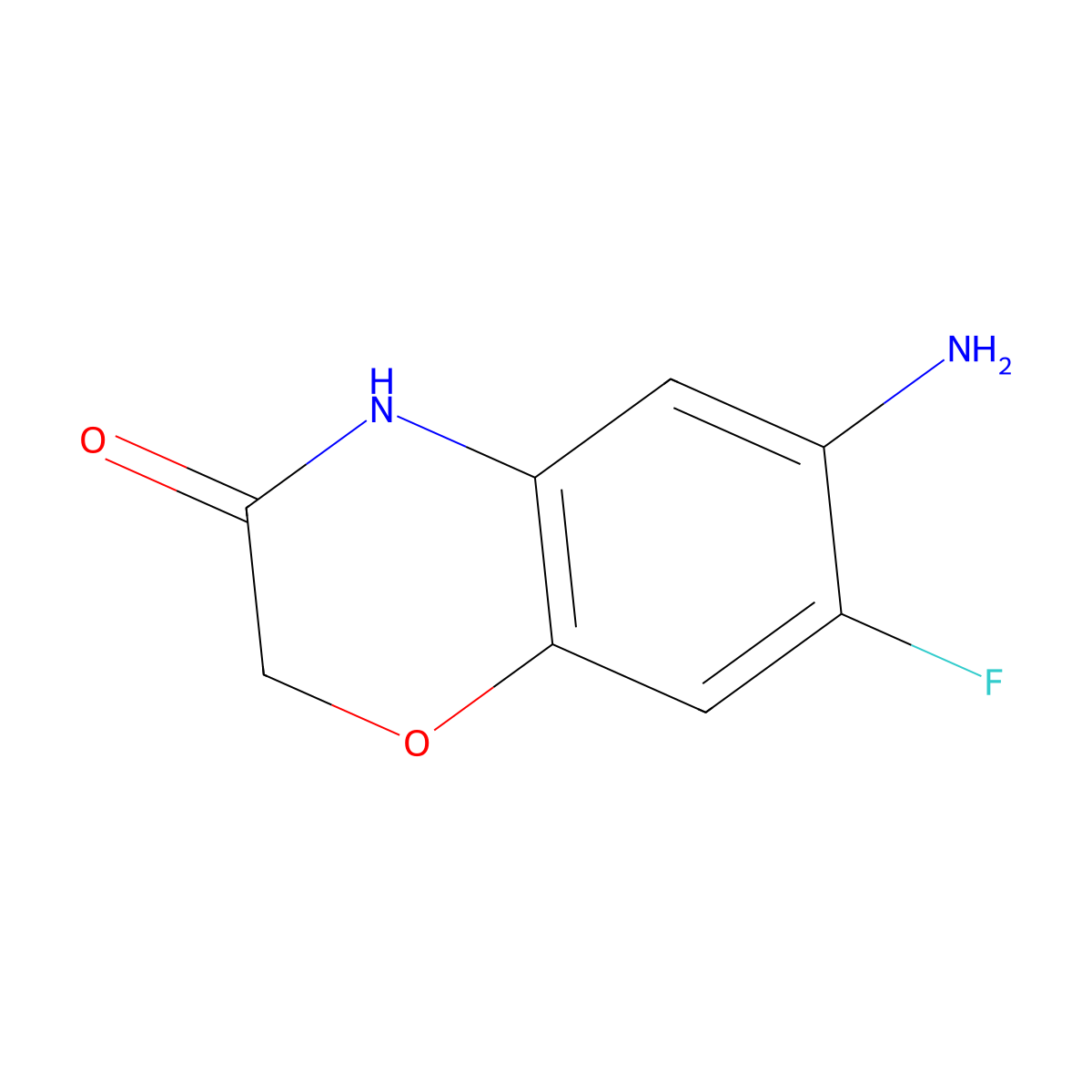7-Fluoro-6-amino-2H-1,4-benzoxazin-3(4H)-one molecular structure, CAS 112748-06-8