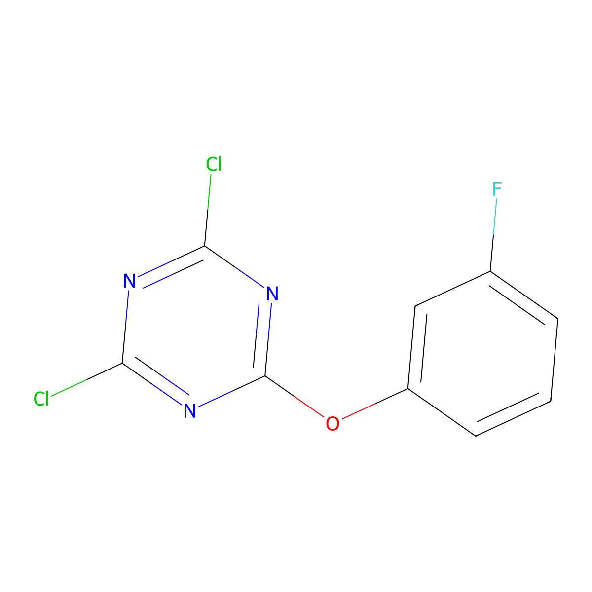 2,4-Dichloro-6-(3-fluorophenoxy)-1,3,5-triazine molecular structure, CAS 112748-45-5