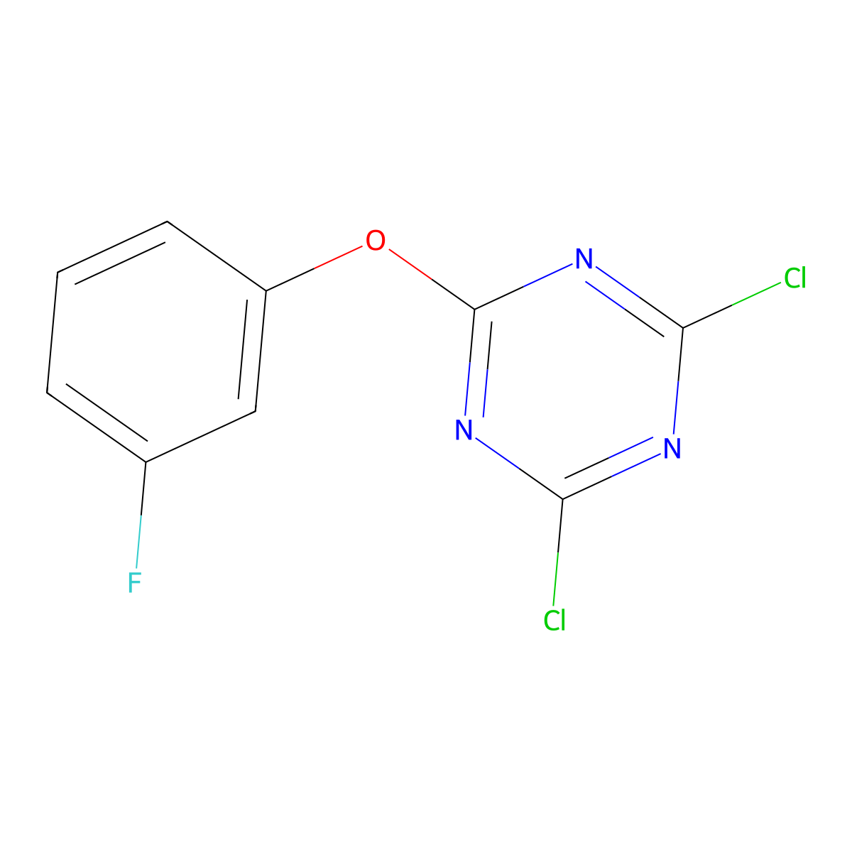 2,4-Dichloro-6-(3-fluorophenoxy)-1,3,5-triazine molecular structure, CAS 112748-45-5