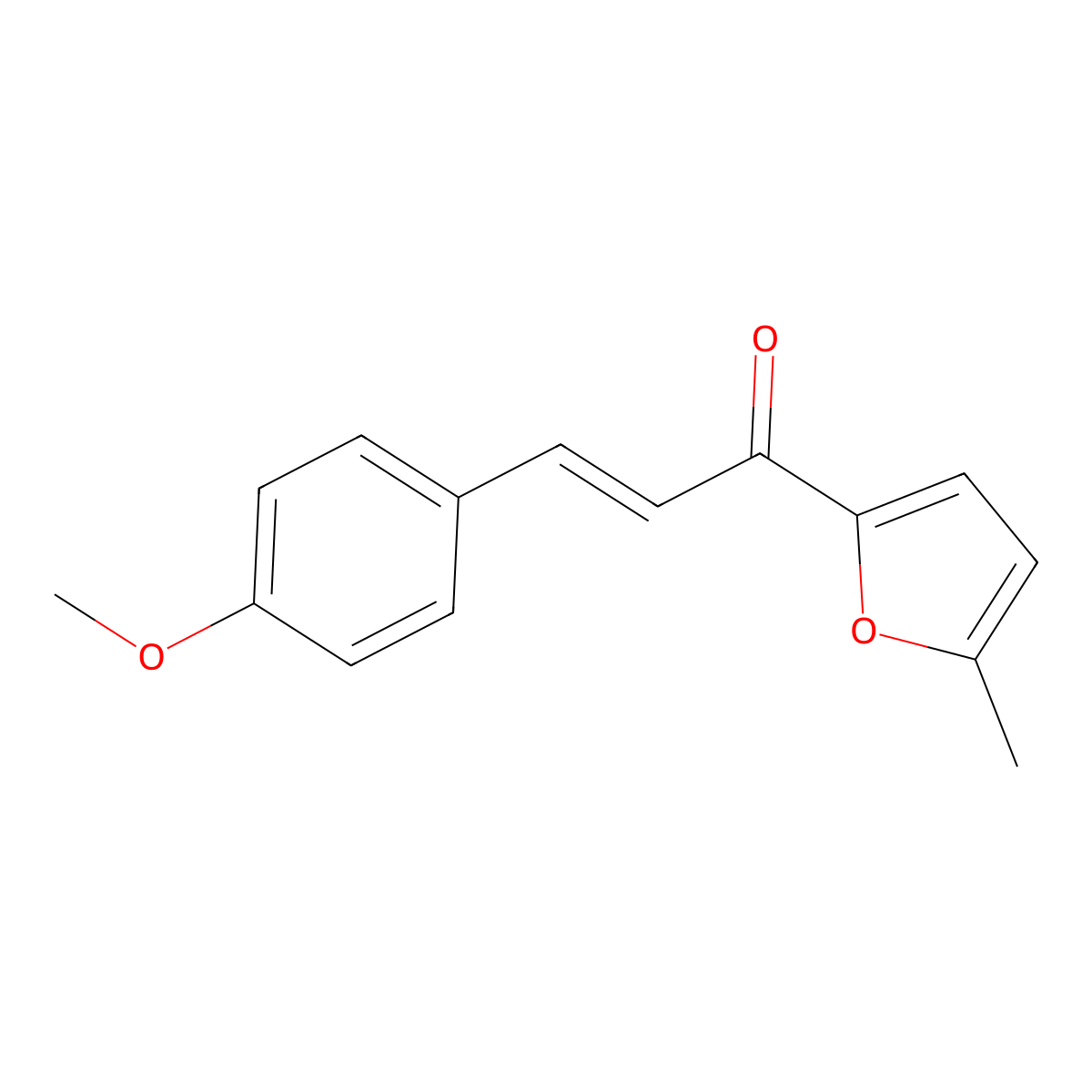 2-Propen-1-one, 3-(4-methoxyphenyl)-1-(5-methyl-2-furanyl)- molecular structure, CAS 112753-54-5