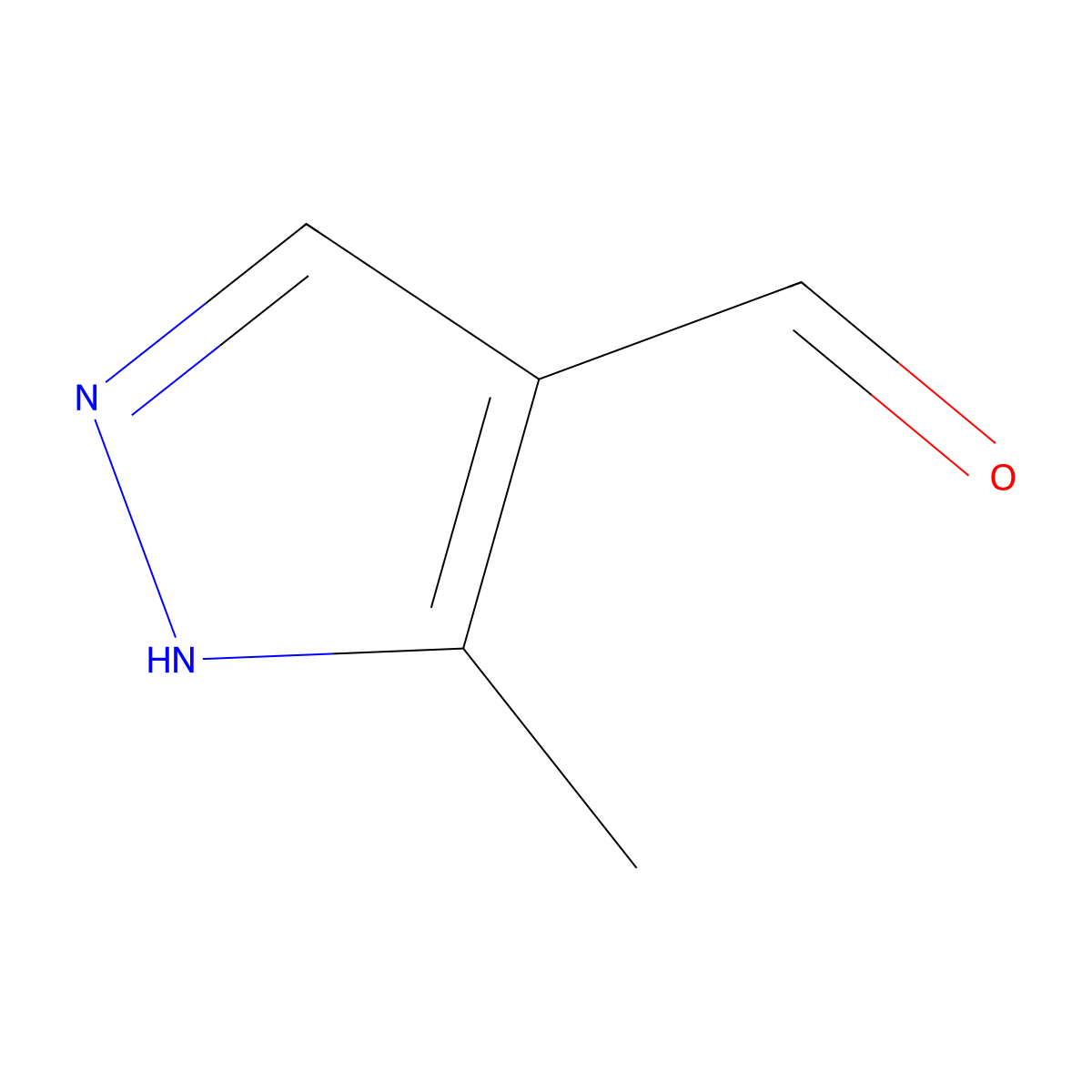3-methyl-1H-pyrazole-4-carbaldehyde molecular structure, CAS 112758-40-4
