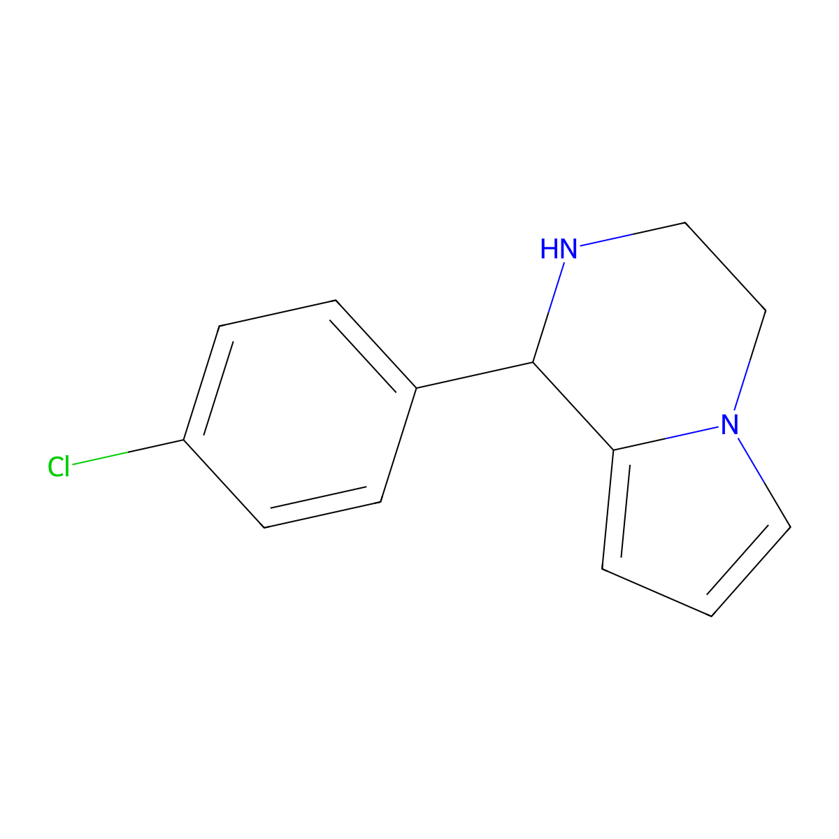 1-(4-Chlorophenyl)-1,2,3,4-tetrahydropyrrolo(1,2-a)pyrazine molecular structure, CAS 112758-91-5