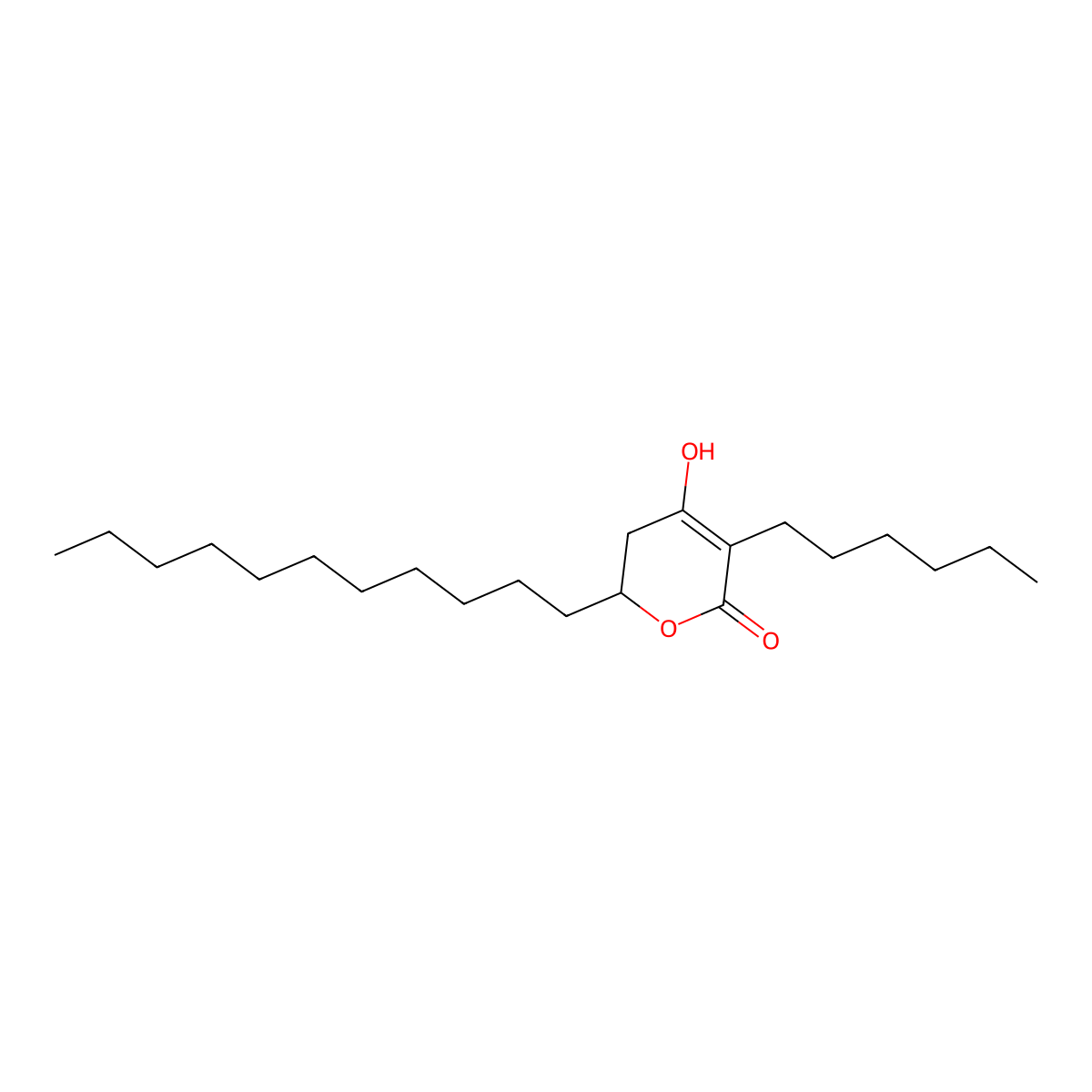 (2R)-5-hexyl-4-hydroxy-2-undecyl-2,3-dihydropyran-6-one molecular structure, CAS 112764-00-8