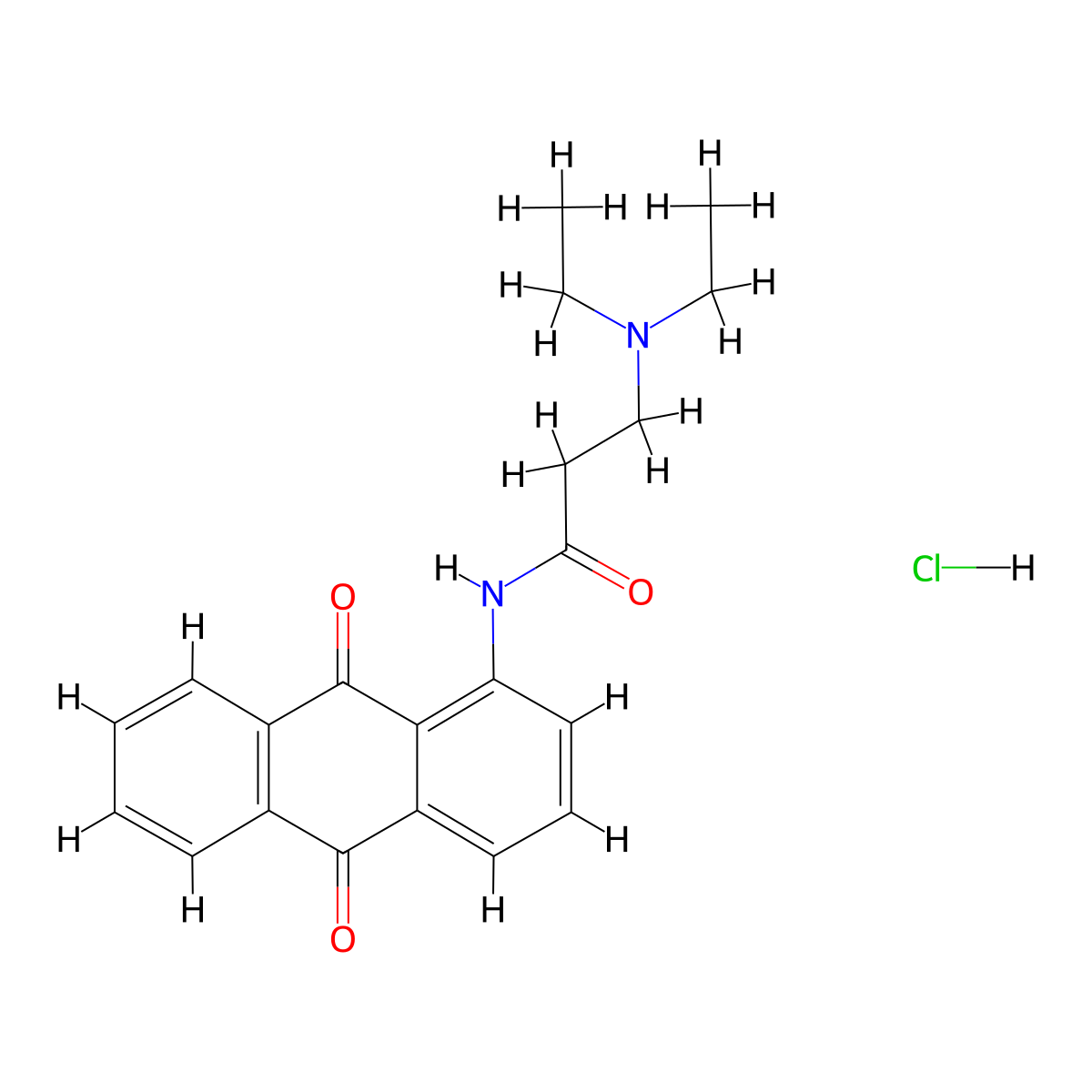 Propanamide, 3-(diethylamino)-N-(9,10-dihydro-9,10-dioxo-1-anthracenyl)-, monohydrochloride molecular structure, CAS 112764-13-3