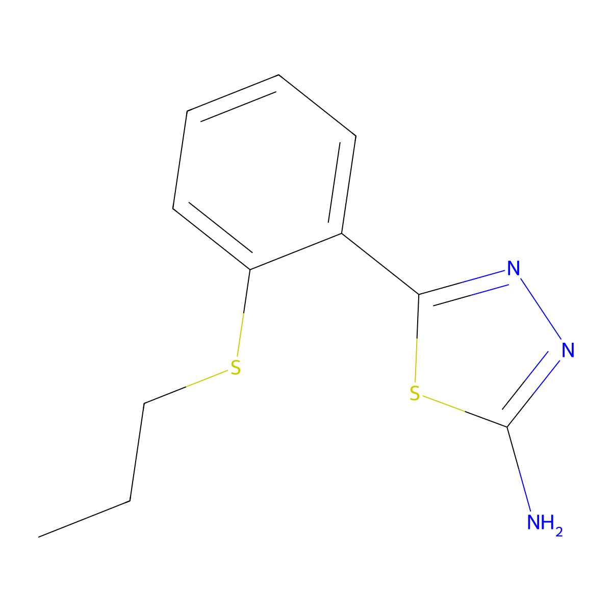 5-[2-(Propylsulfanyl)phenyl]-1,3,4-thiadiazol-2-amine molecular structure, CAS 112764-31-5