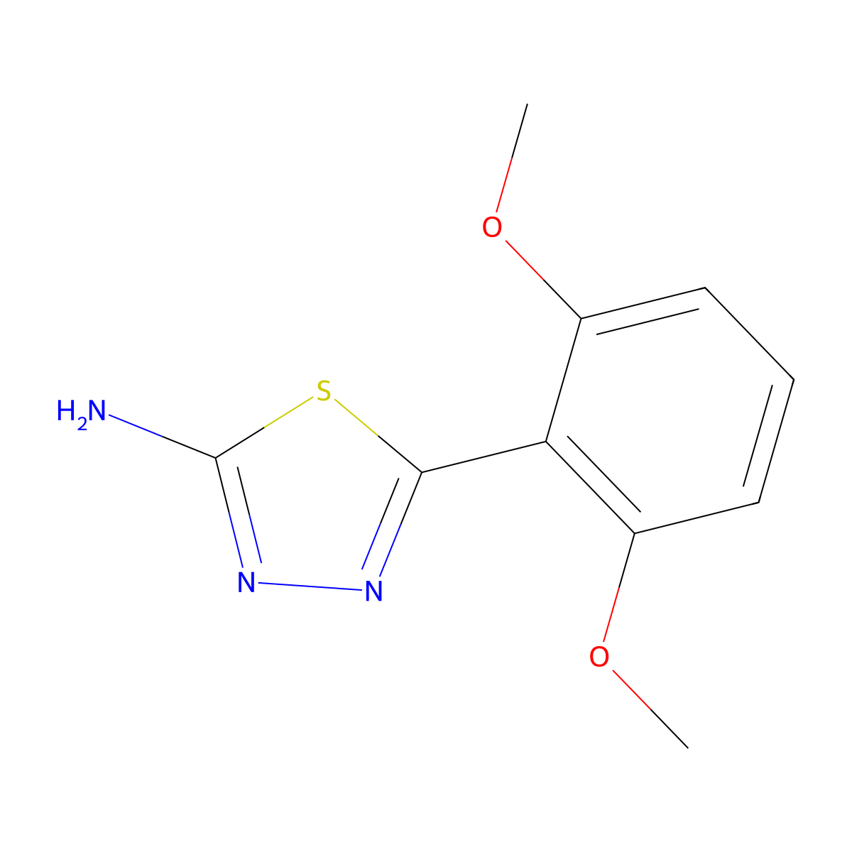 5-(2,6-Dimethoxyphenyl)-1,3,4-thiadiazol-2-amine molecular structure, CAS 112764-33-7