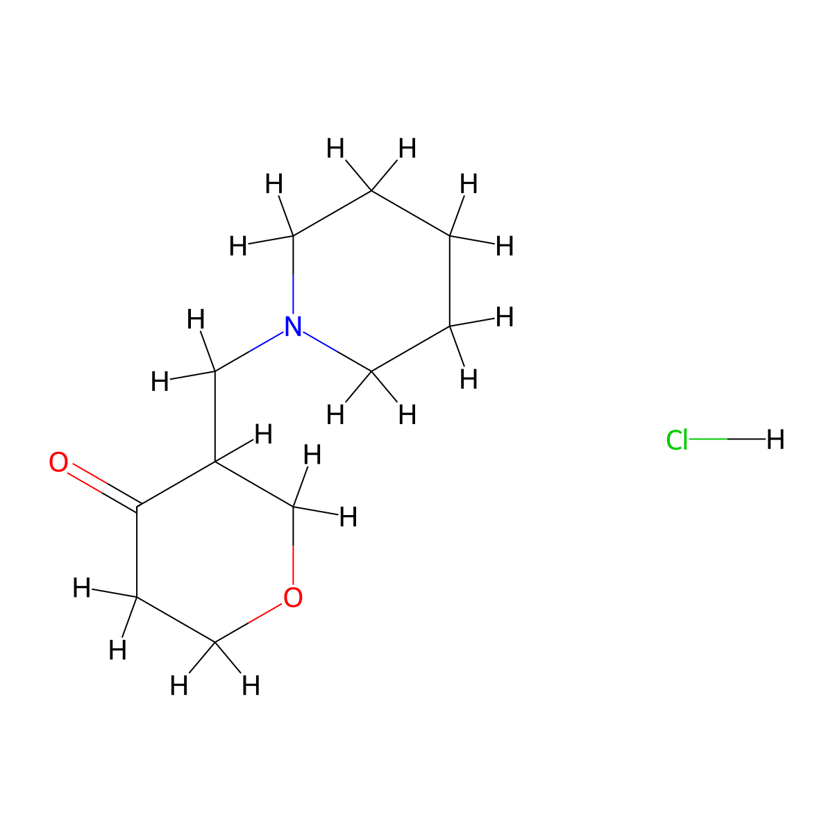 3-(Piperidin-1-ylmethyl)oxan-4-one hydrochloride molecular structure, CAS 112776-03-1