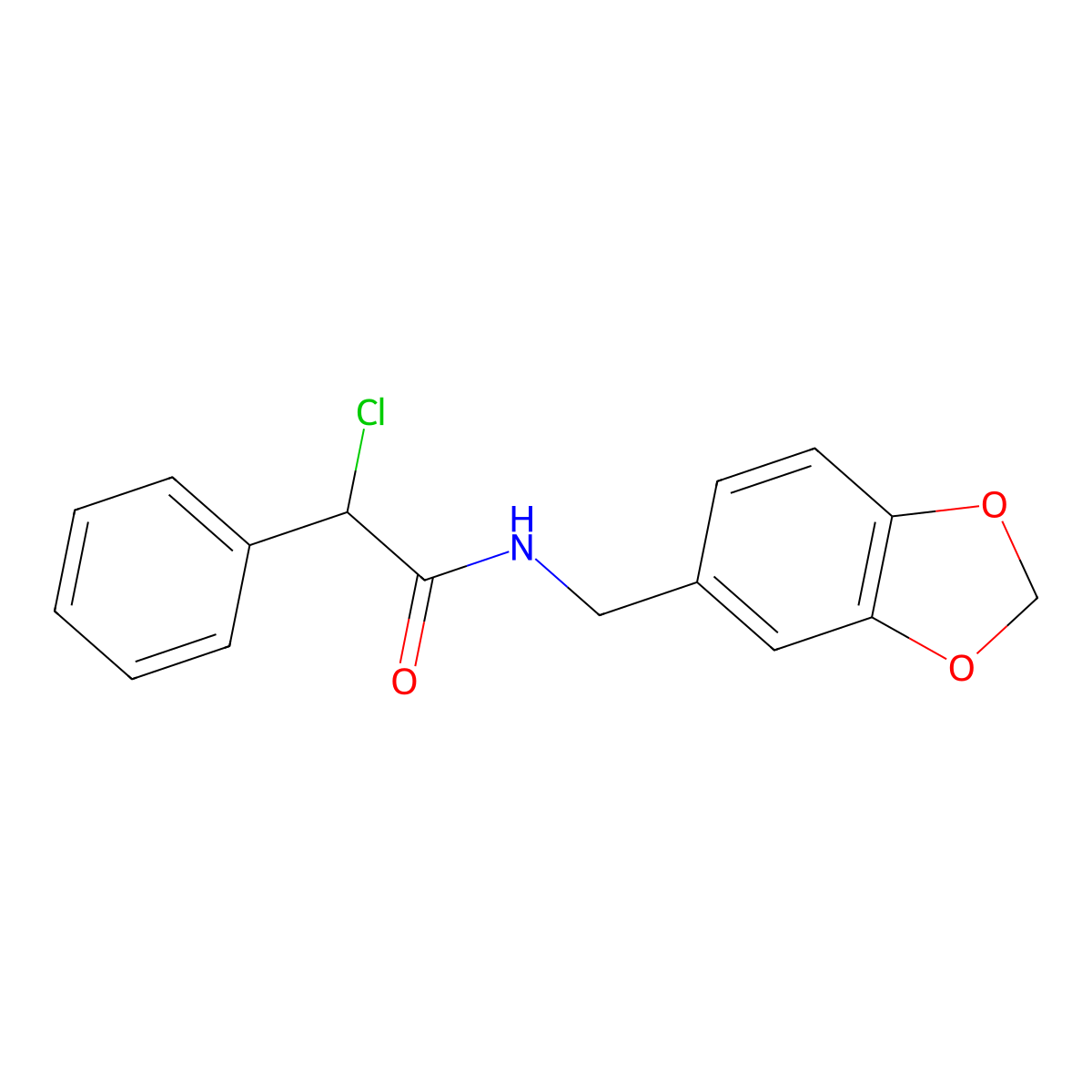 N-(2H-1,3-benzodioxol-5-ylmethyl)-2-chloro-2-phenylacetamide molecular structure, CAS 112776-46-2