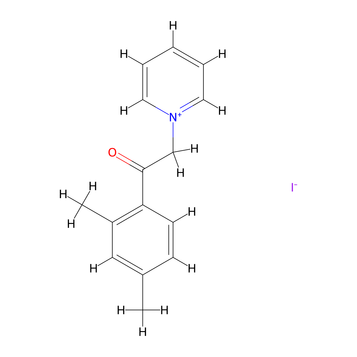 1-[2-(2,4-Dimethylphenyl)-2-oxoethyl]pyridin-1-ium iodide molecular structure, CAS 112777-13-6