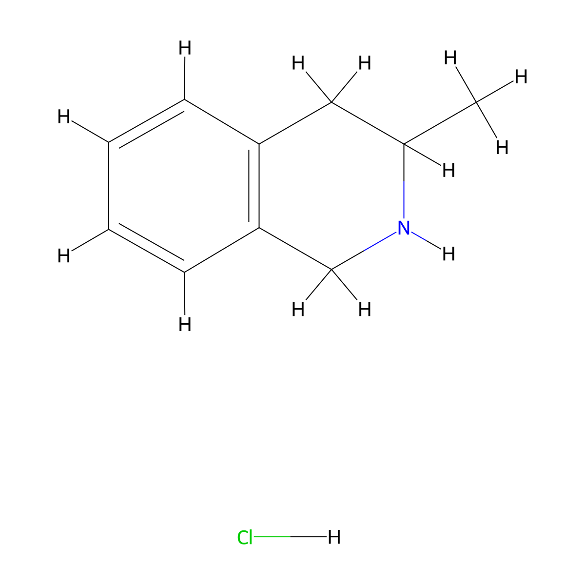 3-Methyl-1,2,3,4-tetrahydroisoquinoline hydrochloride molecular structure, CAS 112794-28-2