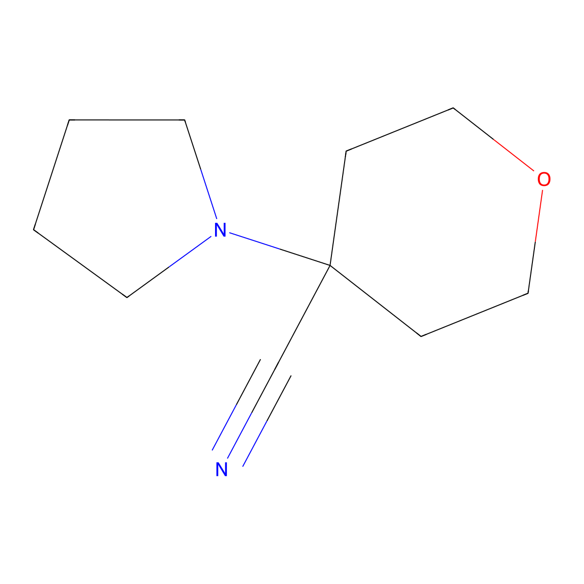 Tetrahydro-4-(1-pyrrolidinyl)-2H-pyran-4-carbonitrile molecular structure, CAS 112799-20-9