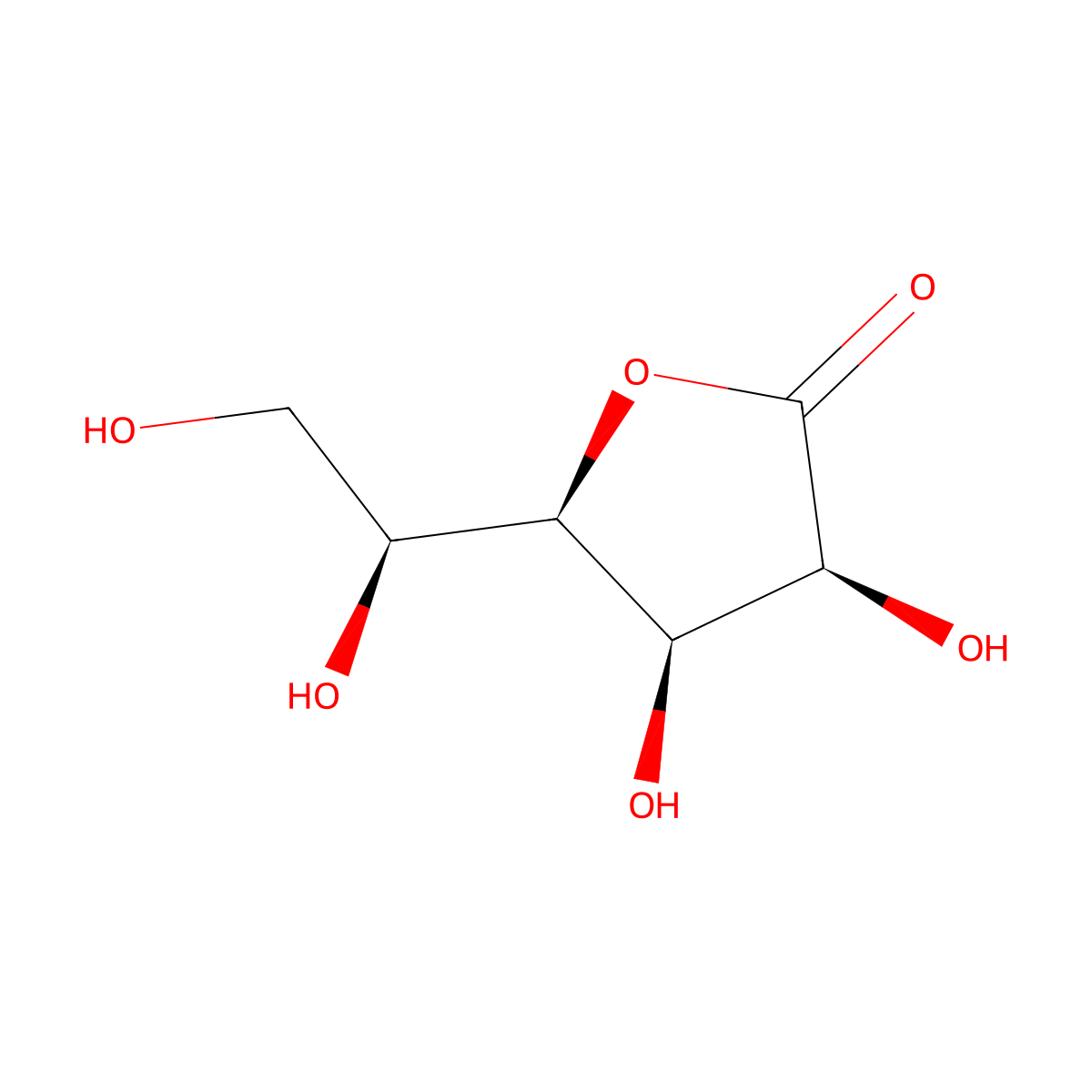 L-Gulonic acid, gamma-lactone molecular structure, CAS 1128-23-0