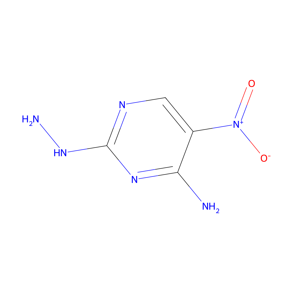 2-Hydrazinyl-5-nitropyrimidin-4-amine molecular structure, CAS 1128-29-6