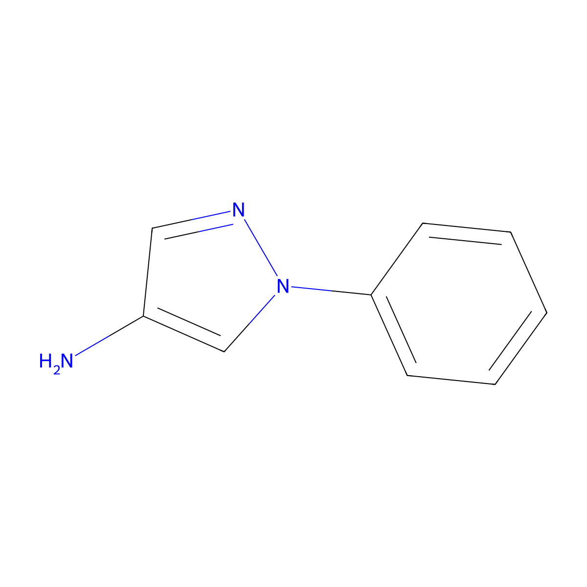 1-Phenyl-1H-pyrazol-4-amine molecular structure, CAS 1128-53-6
