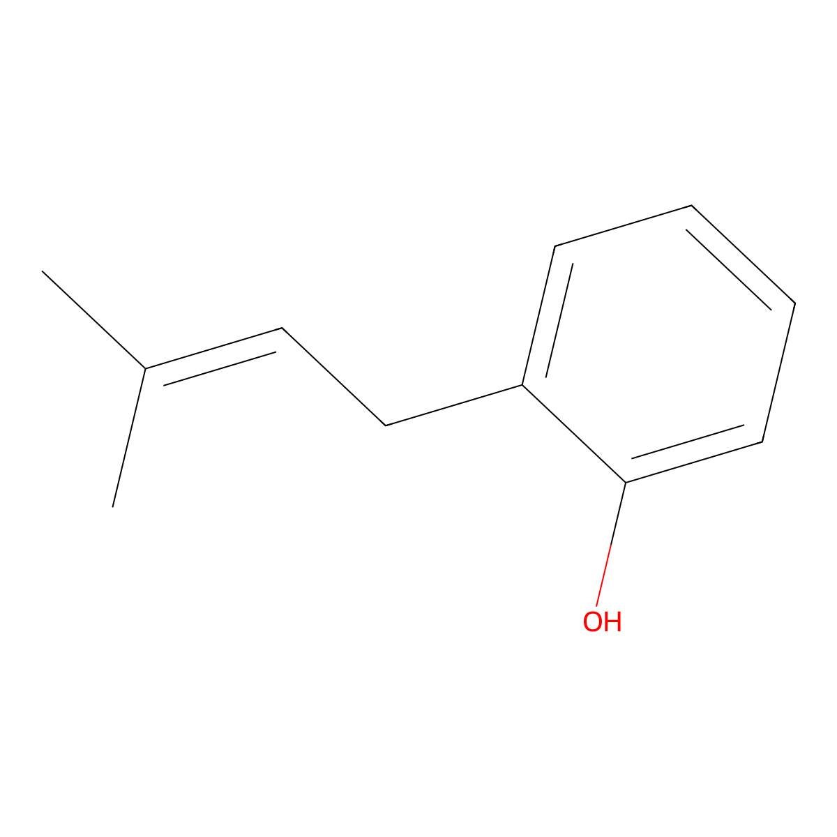 2-(3-Methyl-2-buten-1-yl)phenol molecular structure, CAS 1128-92-3