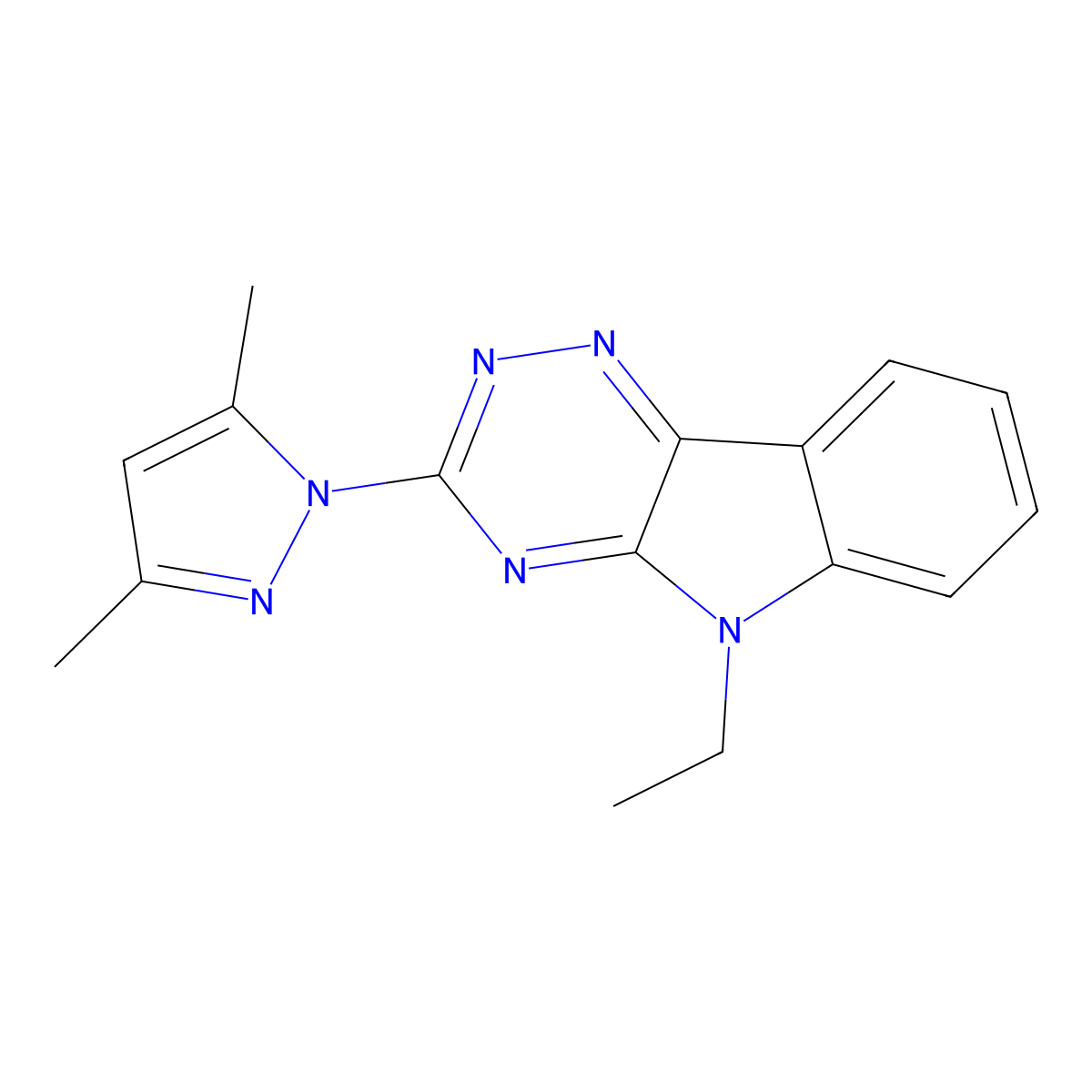 3-(3,5-dimethyl-1H-pyrazol-1-yl)-5-ethyl-5H-[1,2,4]triazino[5,6-b]indole molecular structure, CAS 112800-80-3