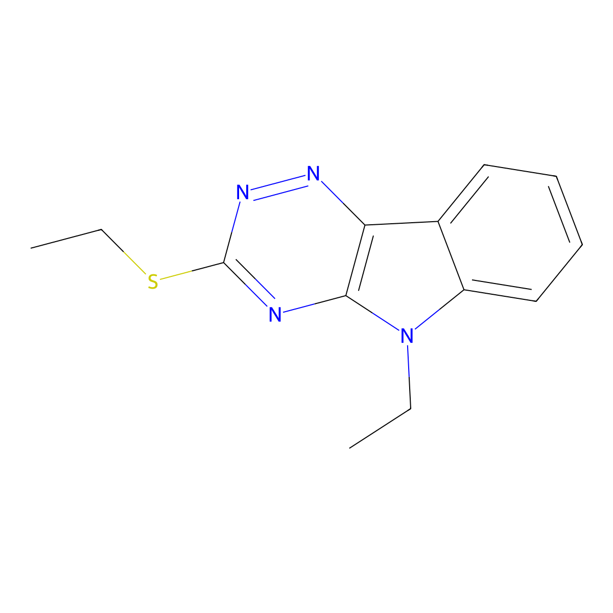 5-ethyl-3-(ethylsulfanyl)-5H-[1,2,4]triazino[5,6-b]indole molecular structure, CAS 112800-85-8