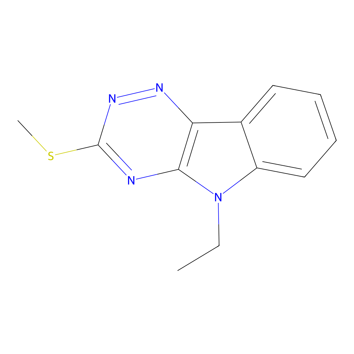 5-Ethyl-3-methylsulfanyl-[1,2,4]triazino[5,6-b]indole molecular structure, CAS 112800-86-9