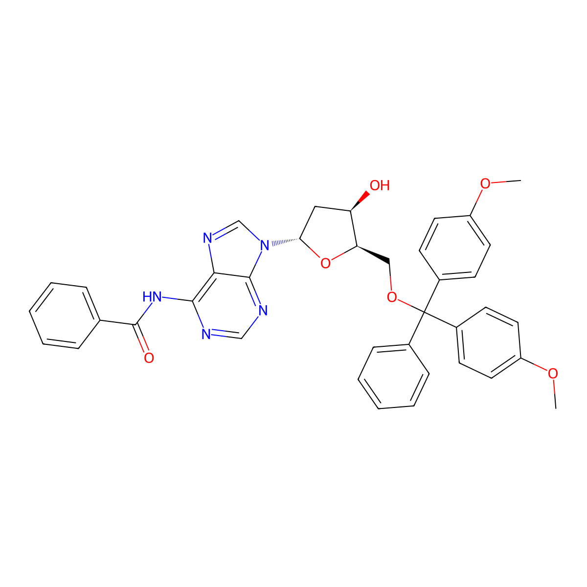 N6-Benzoyl-2'-deoxy-5'-O-DMT-a-D-adenosine molecular structure, CAS 112805-99-9