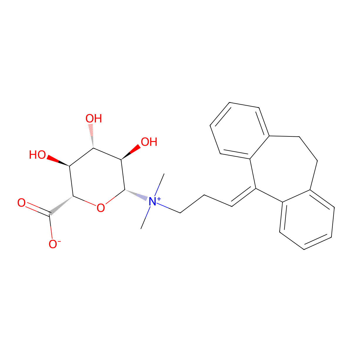 Amitriptyline N-glucuronide molecular structure, CAS 112806-33-4