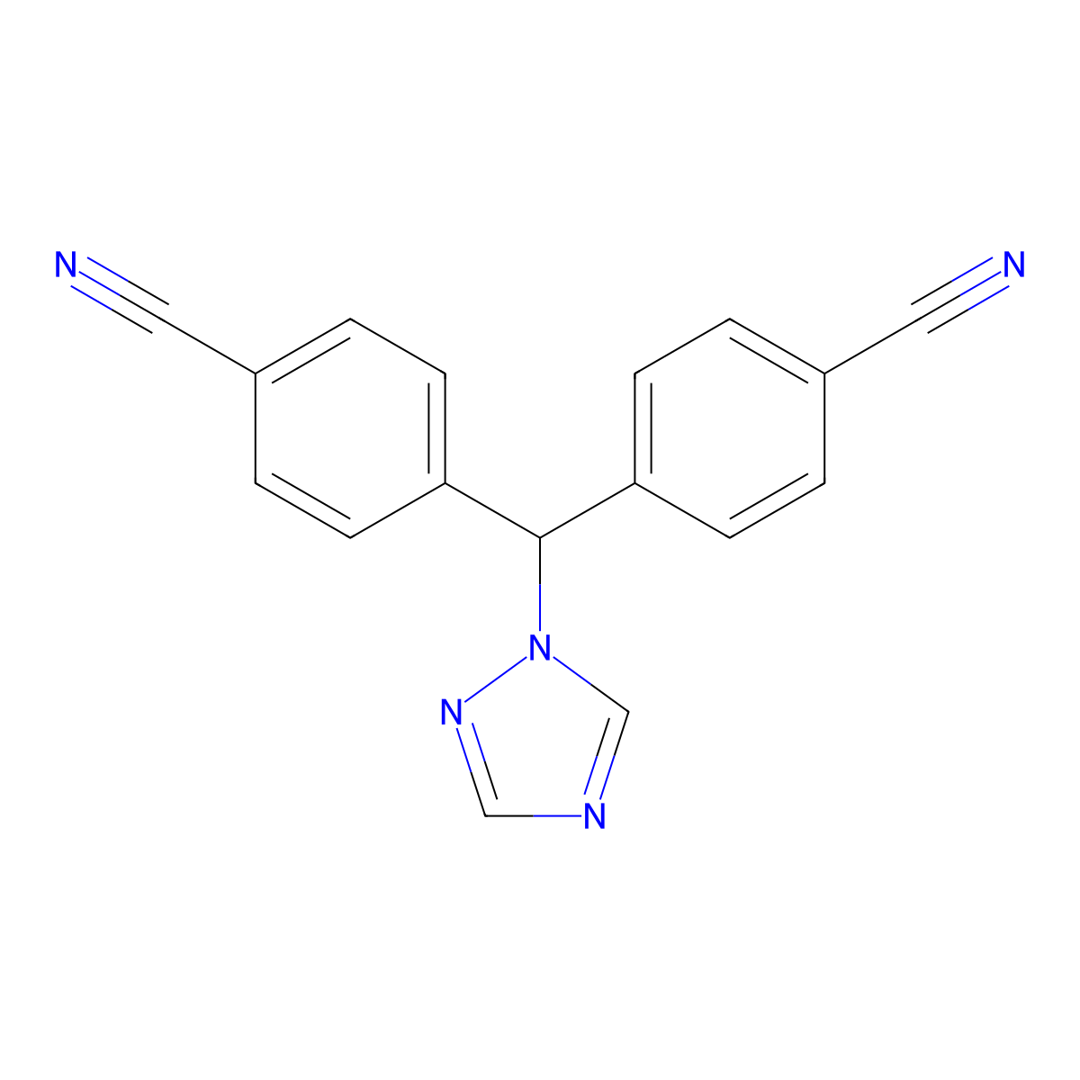 Letrozole molecular structure, CAS 112809-51-5