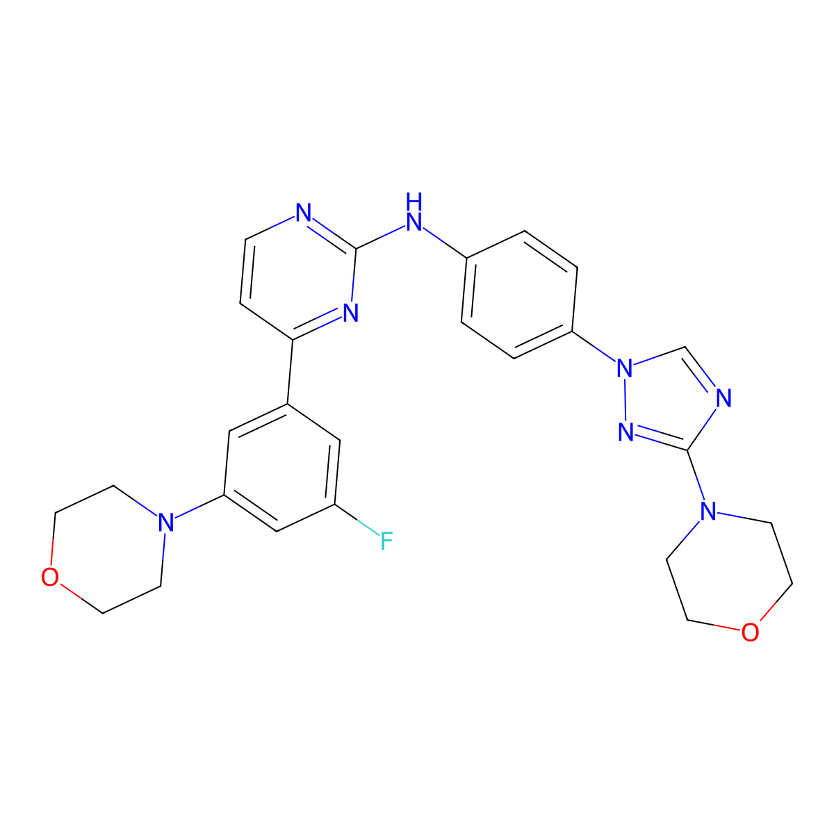 N-[(2z)-4-(3-Fluoro-5-Morpholin-4-Ylphenyl)pyrimidin-2(1h)-Ylidene]-4-(3-Morpholin-4-Yl-1h-1,2,4-Triazol-1-Yl)aniline molecular structure, CAS 1128096-64-9