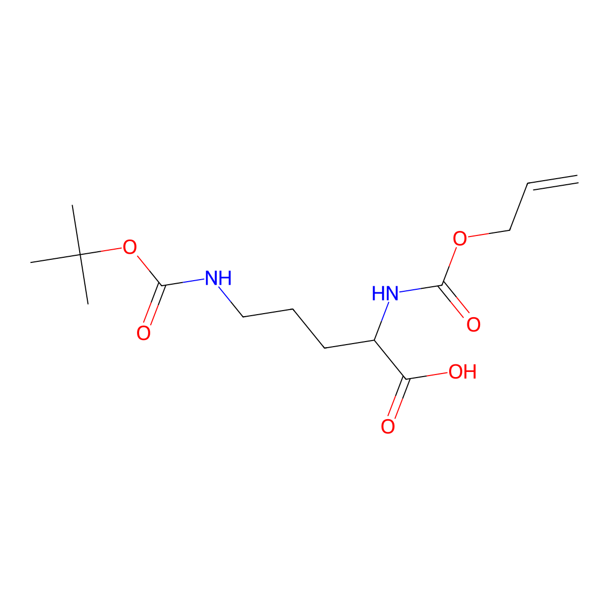 N5-Boc-N2-allyloxycarbonyl-D-ornithine molecular structure, CAS 1128109-40-9