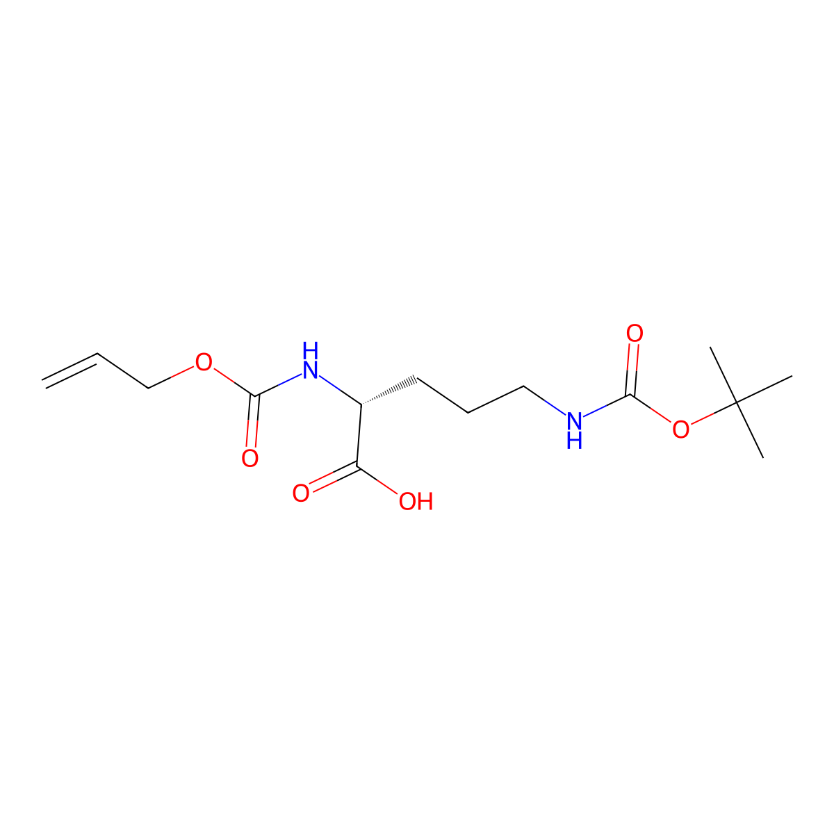 N5-Boc-N2-allyloxycarbonyl-D-ornithine molecular structure, CAS 1128109-40-9