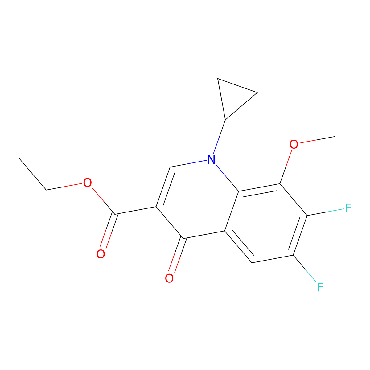 Moxifloxacin difluoro methoxy ethyl ester molecular structure, CAS 112811-71-9