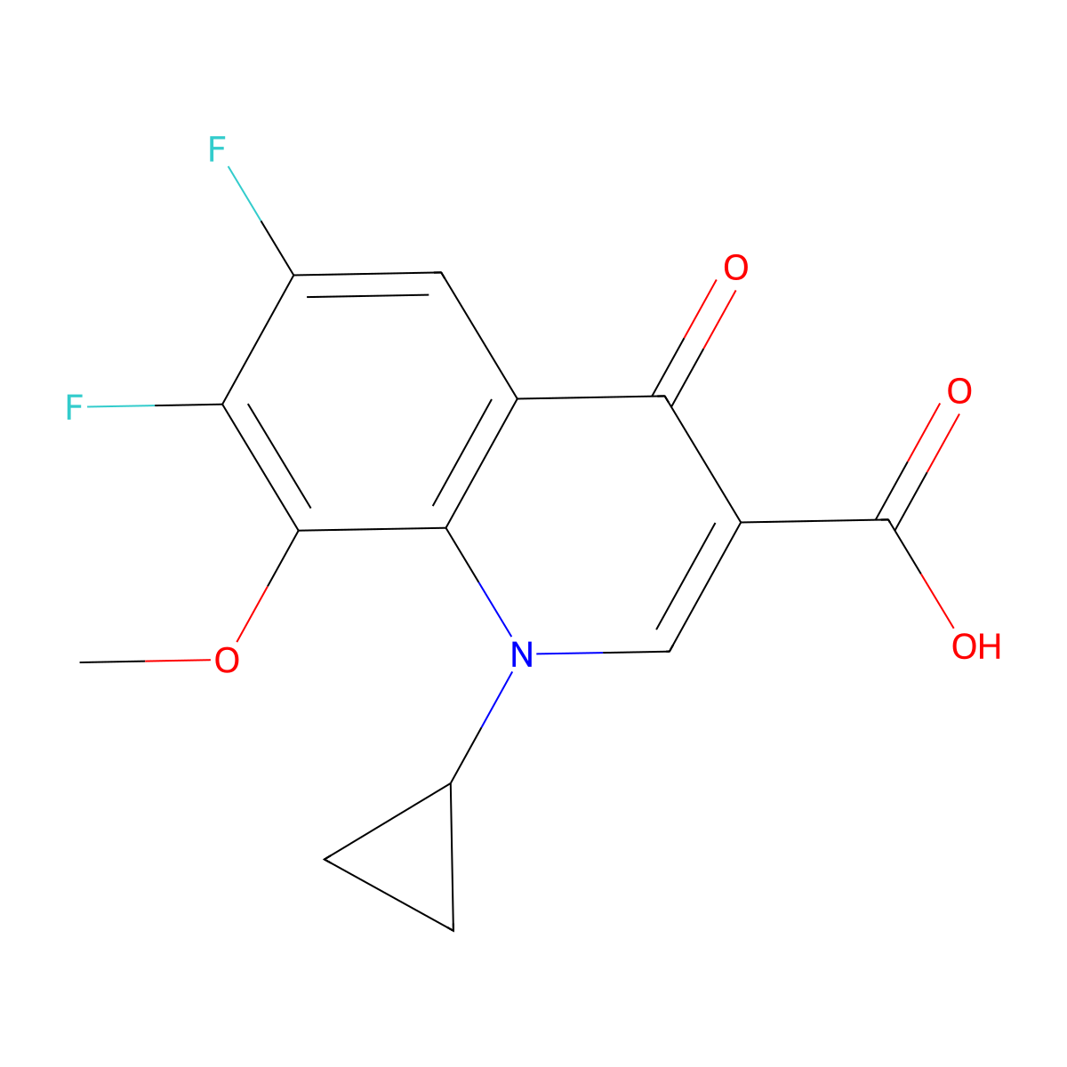 1-Cyclopropyl-6,7-difluoro-1,4-dihydro-8-methoxy-4-oxo-3-quinolinecarboxylic acid molecular structure, CAS 112811-72-0