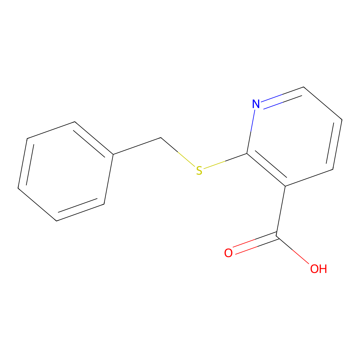 3-Pyridinecarboxylic acid, 2-[(phenylmethyl)thio]- molecular structure, CAS 112811-90-2
