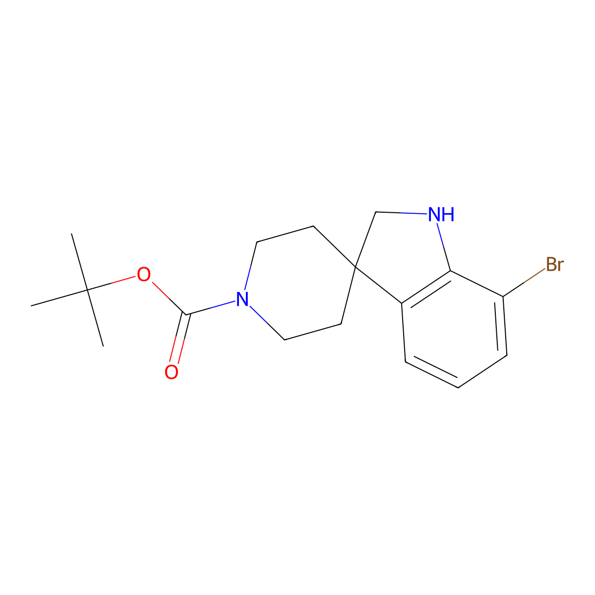 Tert-butyl 7-bromospiro[indoline-3,4'-piperidine]-1'-carboxylate molecular structure, CAS 1128133-41-4