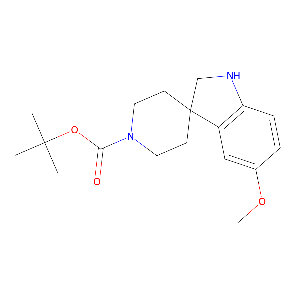 tert-Butyl 5-methoxyspiro[indoline-3,4'-piperidine]-1'-carboxylate molecular structure, CAS 1128137-43-8
