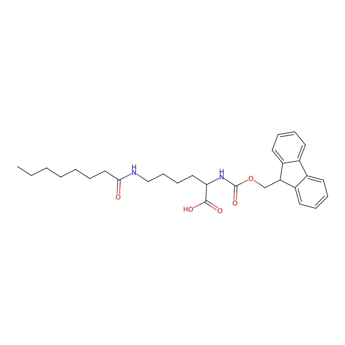 Fmoc-l-lys(octanoyl)-oh molecular structure, CAS 1128181-16-7