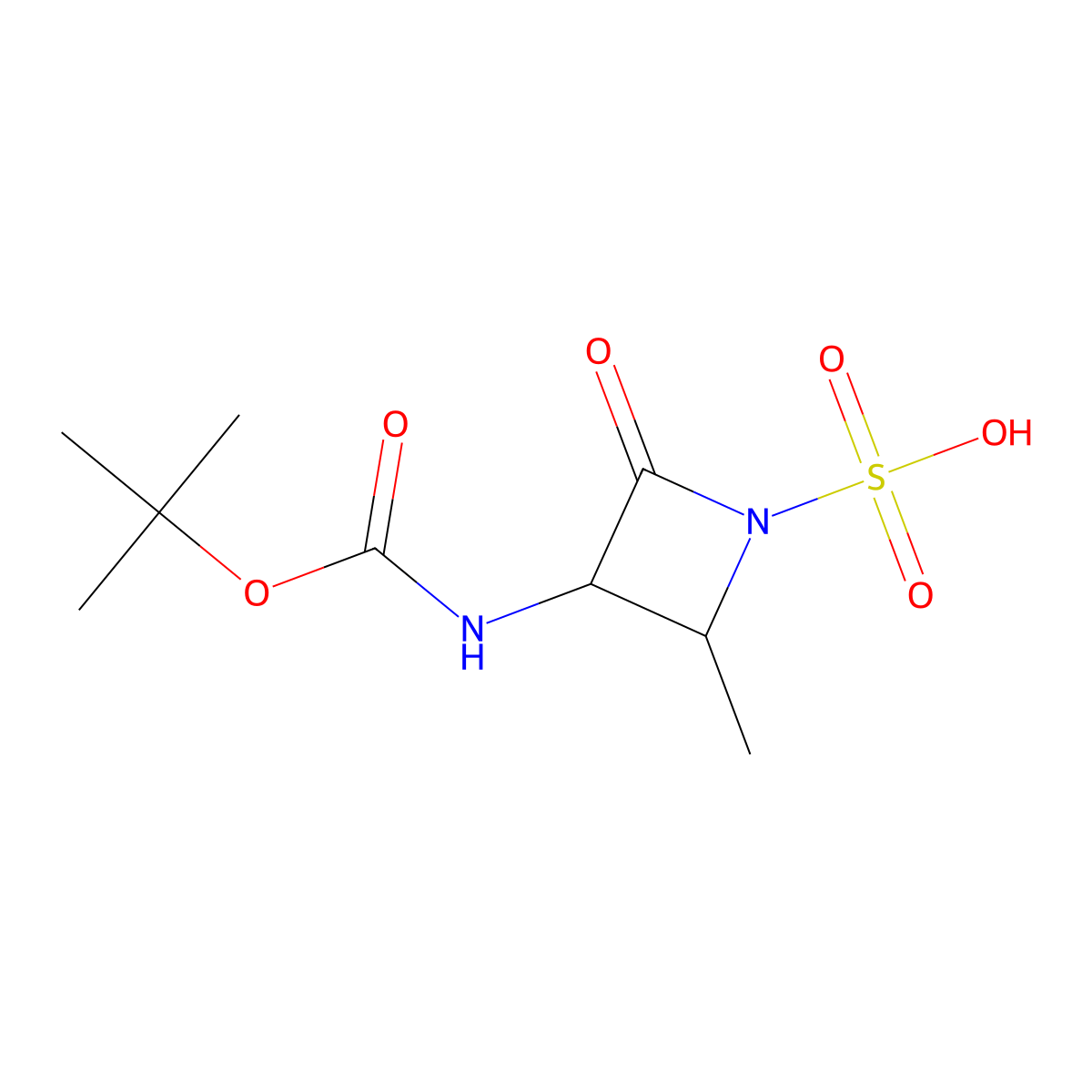 (2S,3S)-3-{[(tert-butoxy)carbonyl]amino}-2-methyl-4-oxoazetidine-1-sulfonic acid molecular structure, CAS 1128192-66-4