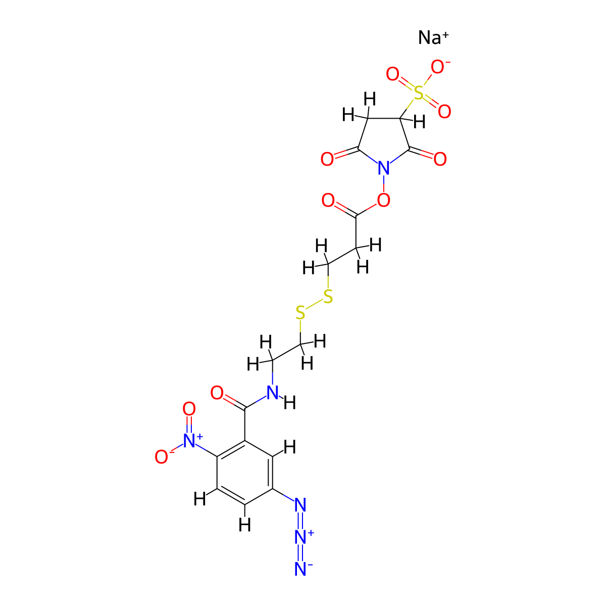 Sulfosuccinimidyl-2-(3-azido-2-nitrobenzamido)ethyl-1,3'-dithiopropionate molecular structure, CAS 112820-42-5