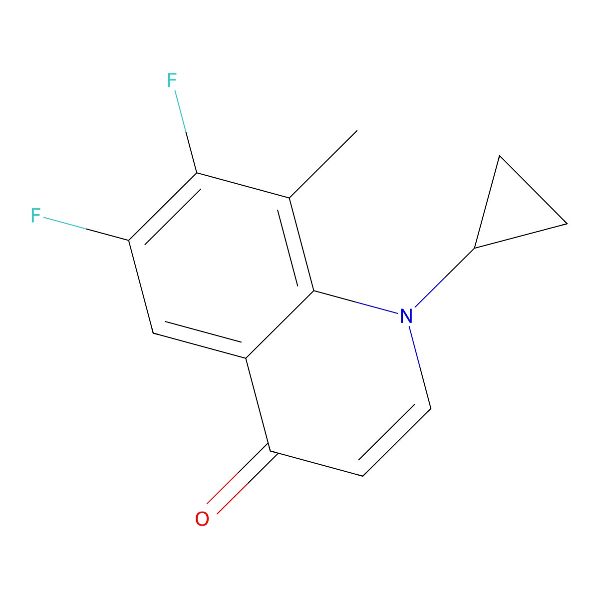 1-Cyclopropyl-6,7-difluoro-8-methylquinolin-4(1H)-one molecular structure, CAS 112822-91-0