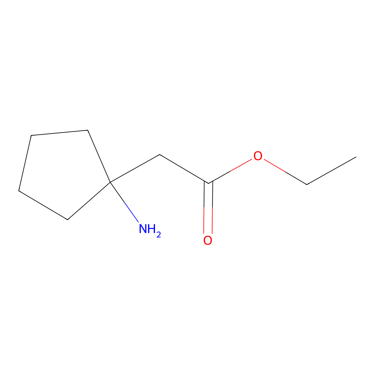 Ethyl 2-(1-aminocyclopentyl)acetate molecular structure, CAS 112823-05-9