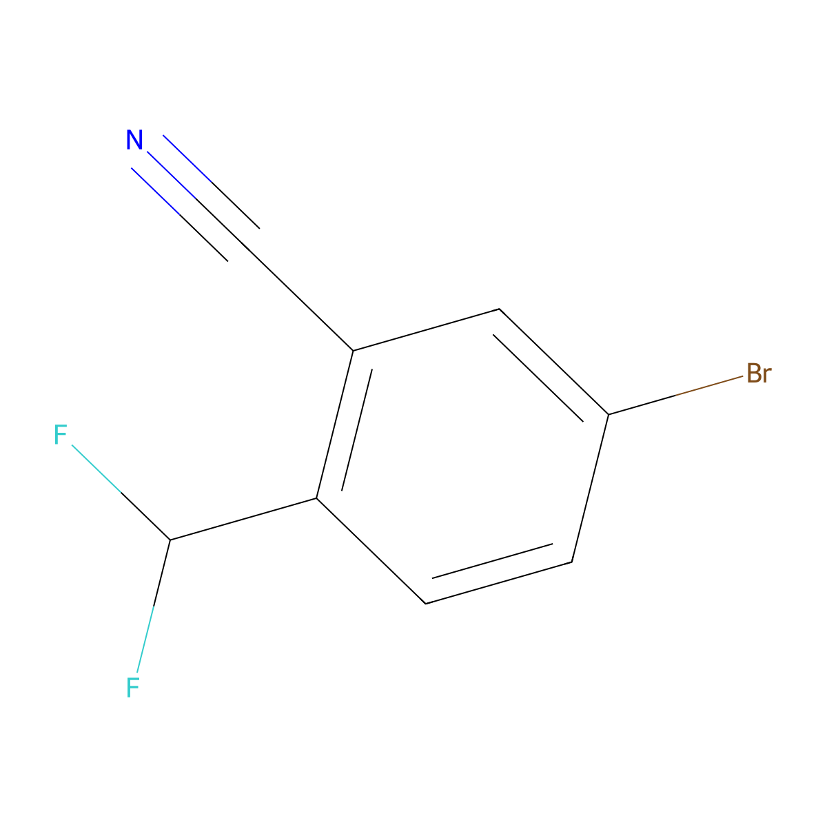 5-Bromo-2-(difluoromethyl)benzonitrile molecular structure, CAS 1128269-99-7