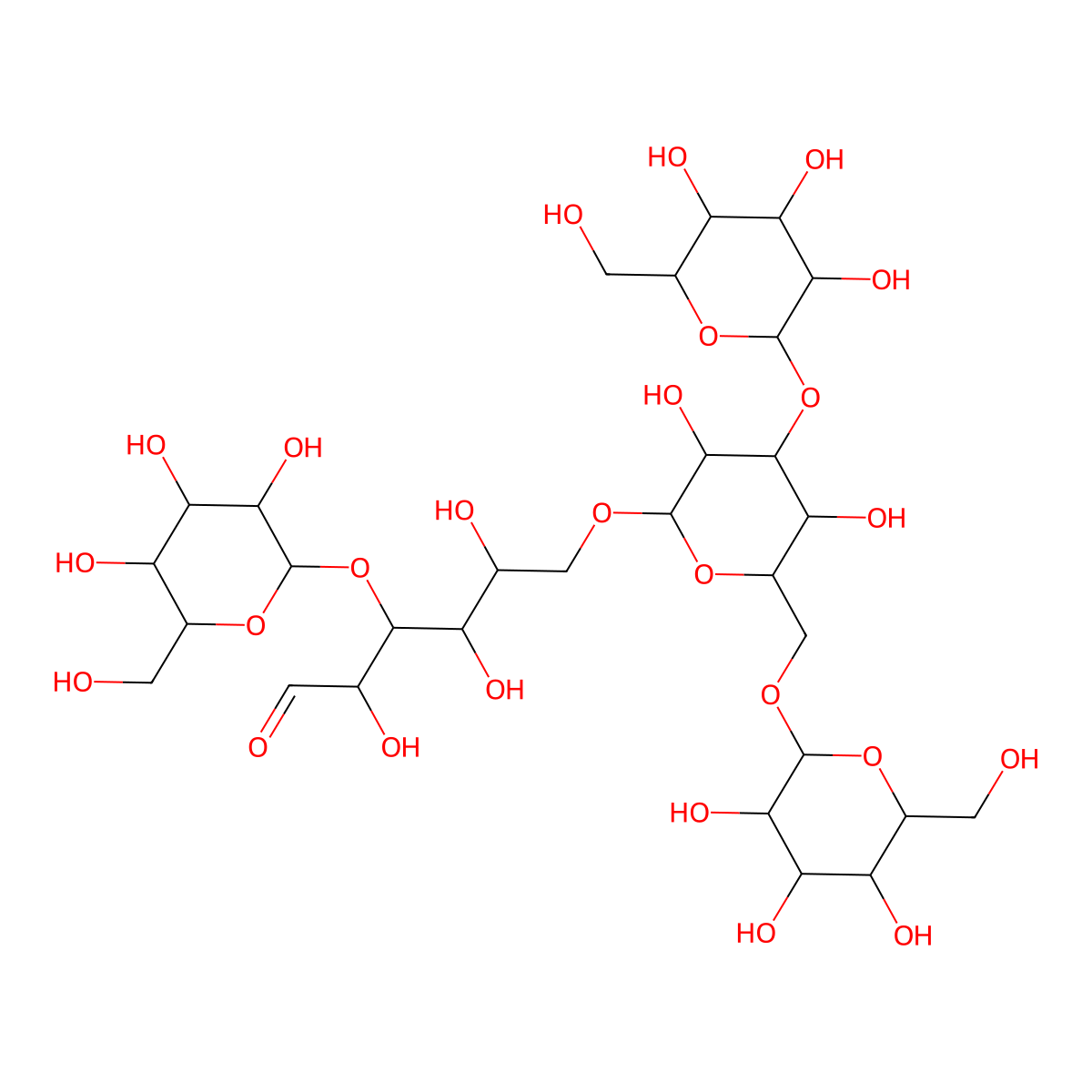 (2S,3S,4R,5R)-6-[(2S,3S,4S,5R,6R)-3,5-Dihydroxy-4-[(2R,3S,4S,5S,6R)-3,4,5-trihydroxy-6-(hydroxymethyl)oxan-2-yl]oxy-6-[[(2R,3S,4S,5S,6R)-3,4,5-trihydroxy-6-(hydroxymethyl)oxan-2-yl]oxymethyl]oxan-2-yl]oxy-2,4,5-trihydroxy-3-[(2R,3S,4S,5S,6R)-3,4,5-trihydroxy-6-(hydroxymethyl)oxan-2-yl]oxyhexanal molecular structure, CAS 112828-69-0