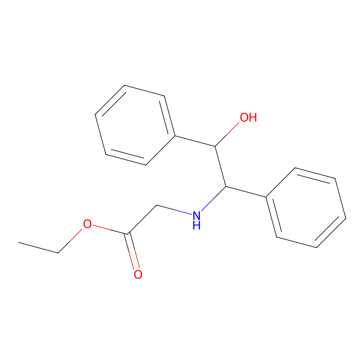 Ethyl 2-(((1R,2S)-2-hydroxy-1,2-diphenylethyl)amino)acetate molecular structure, CAS 112835-62-8