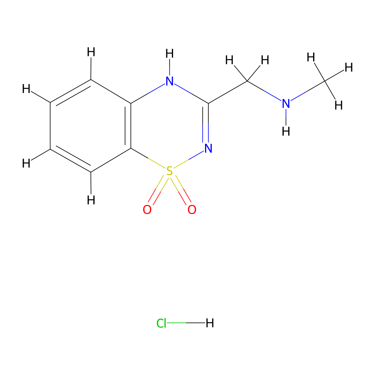 3-((Methylamino)methyl)-4H-benzo[e][1,2,4]thiadiazine 1,1-dioxide hydrochloride molecular structure, CAS 112843-81-9