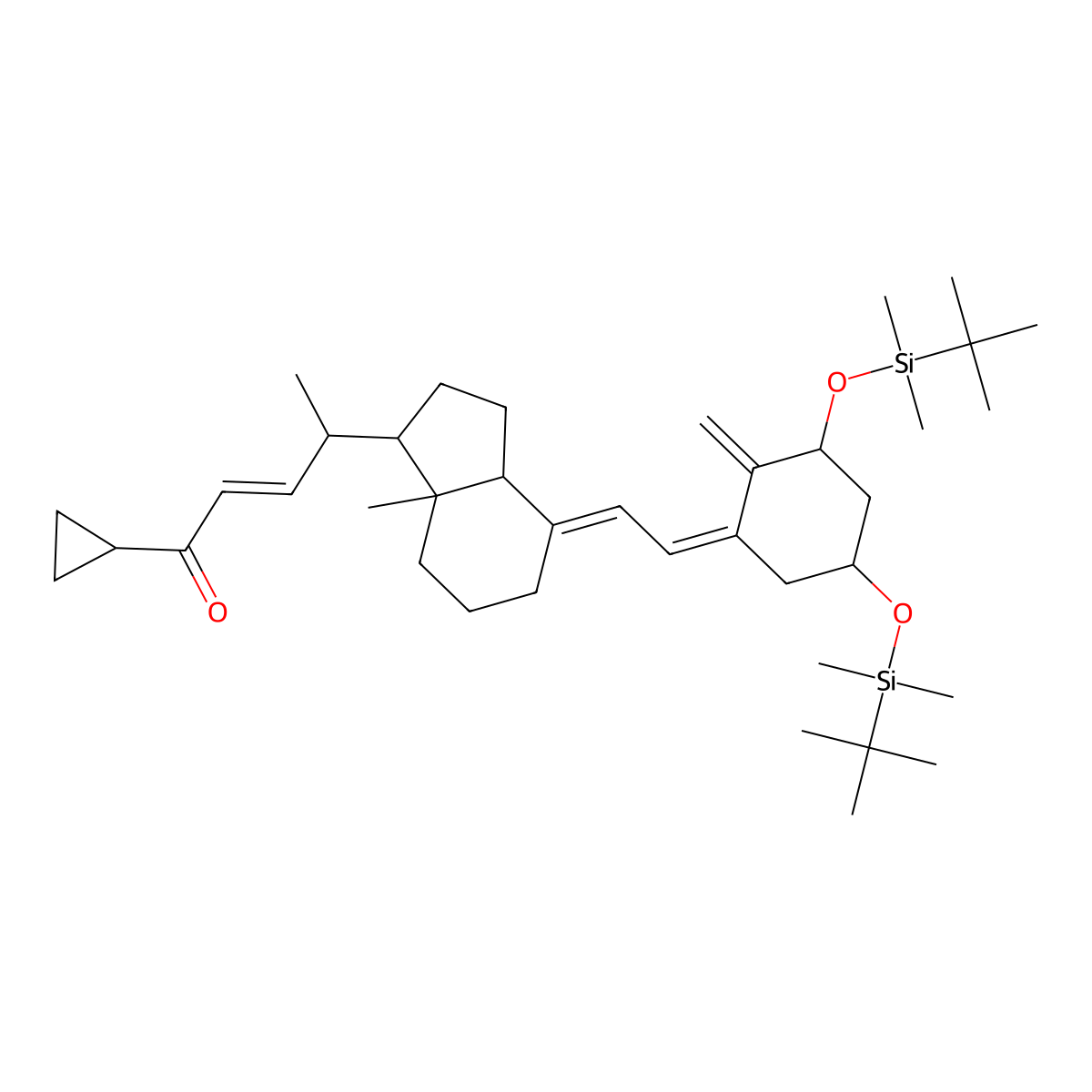 4-[4-[2-[3,5-bis[[tert-butyl(dimethyl)silyl]oxy]-2-methylidenecyclohexylidene]ethylidene]-7a-methyl-2,3,3a,5,6,7-hexahydro-1H-inden-1-yl]-1-cyclopropylpent-2-en-1-one molecular structure, CAS 112849-17-9