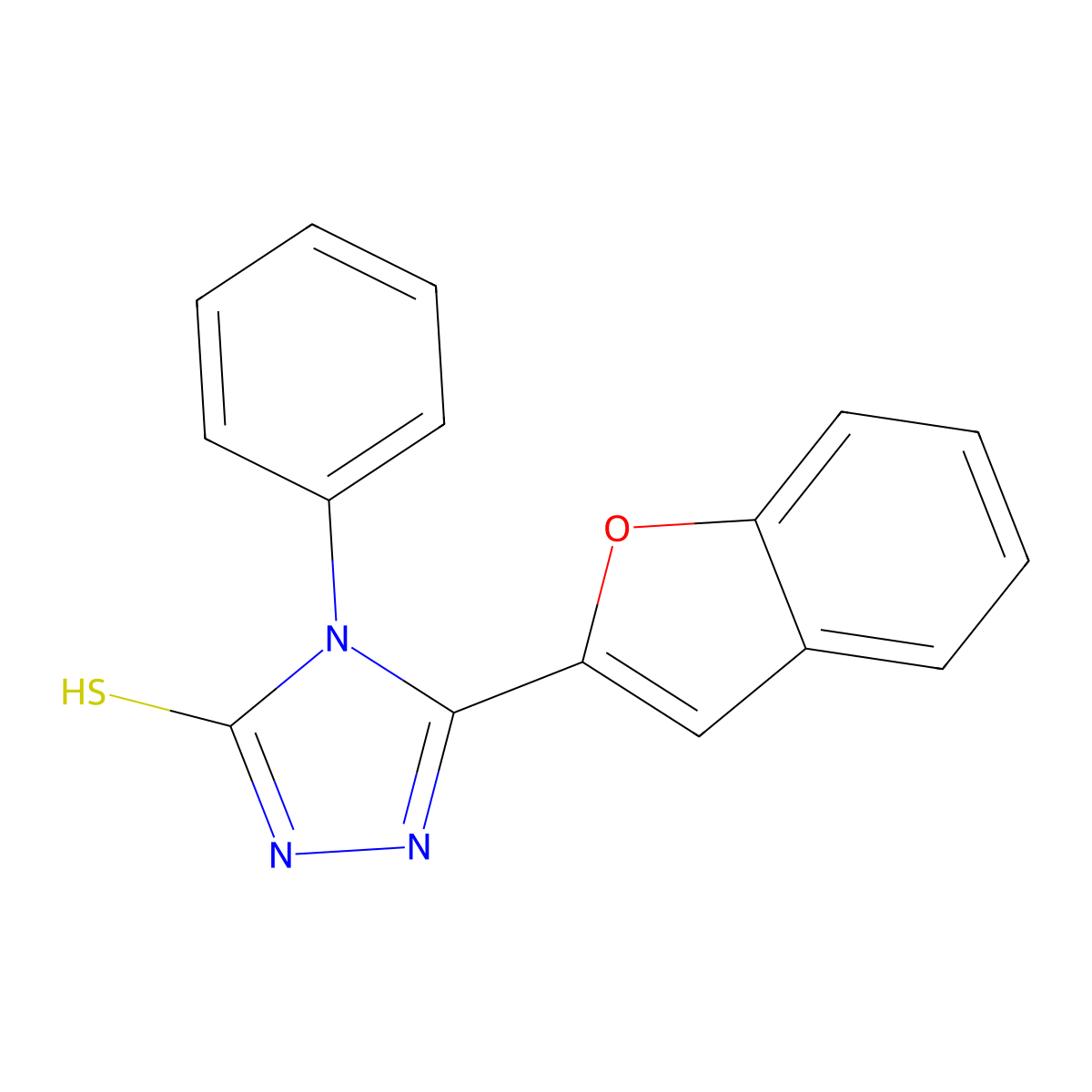 5-(2-Benzofuryl)-4-phenyl-1,2,4-triazole-3-thiol molecular structure, CAS 112853-12-0