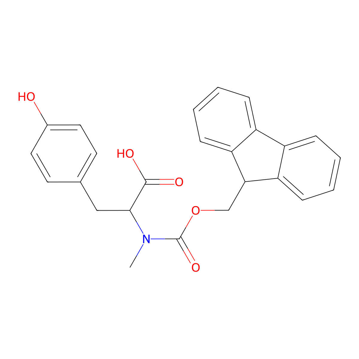 L-Tyrosine, N-[(9H-fluoren-9-ylmethoxy)carbonyl]-N-methyl- molecular structure, CAS 112883-30-4