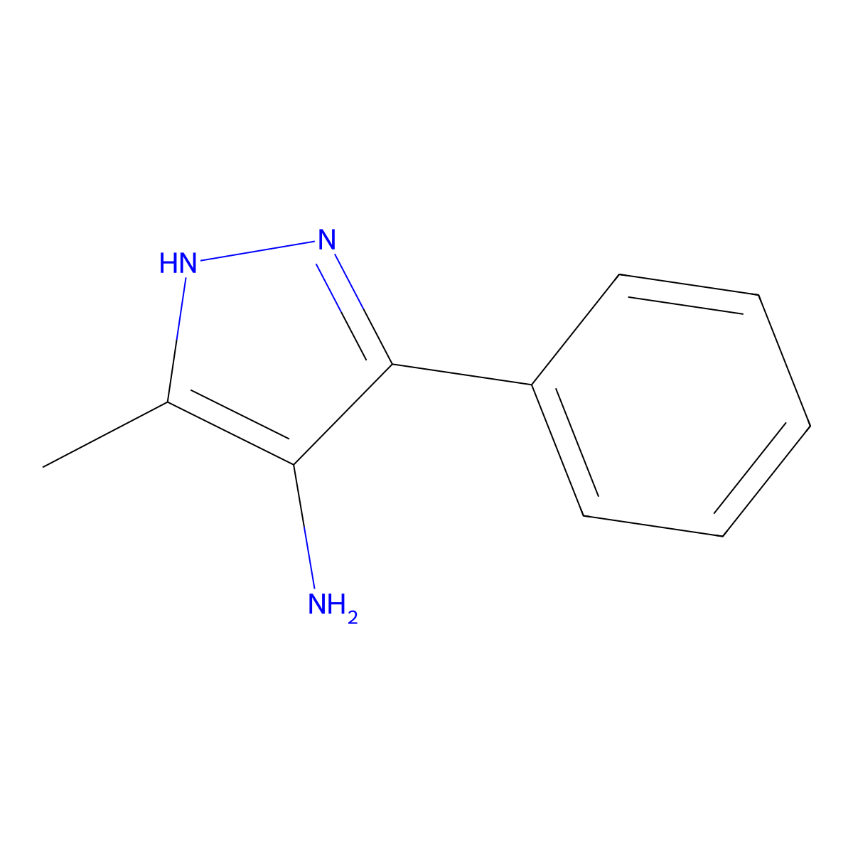 3-methyl-5-phenyl-1H-pyrazol-4-amine molecular structure, CAS 112884-51-2