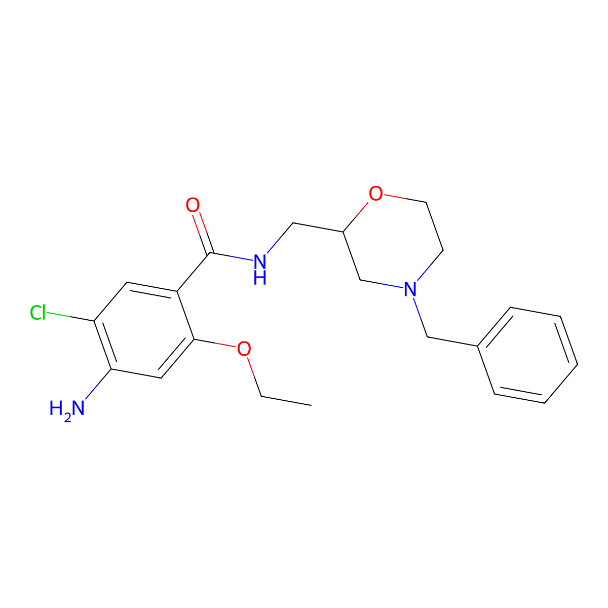 4-amino-N-((4-benzyl-2-morpholinyl)-methyl)-5-chloro-2-ethoxybenzamide molecular structure, CAS 112885-33-3