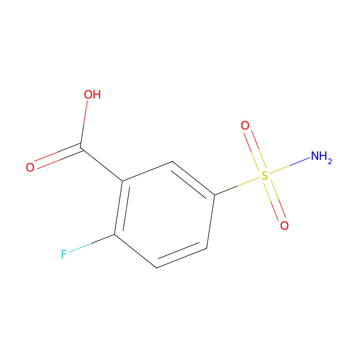 2-Fluoro-5-sulfamoylbenzoic acid molecular structure, CAS 112887-25-9